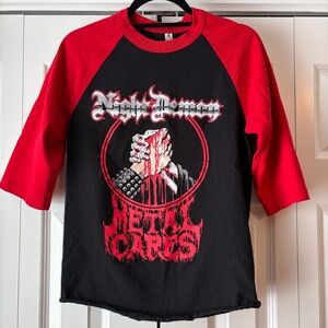 Night Demon Red and Black Graphic 3/4 Sleeve Baseball Tee